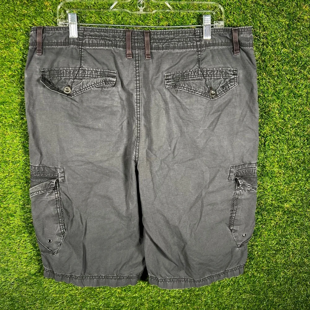 Helix Mens Cargo Shorts Size 36 Charcoal Grey Ripstop Utility Relaxed Fit‎